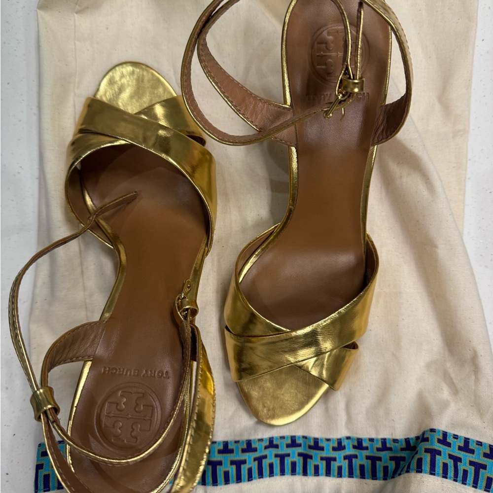 Tory Burch Gold Strappy Sandals